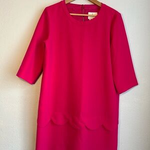Kate Spade New York ♠️ scalloped shift dress Vibrant Pink half sleeve size 10